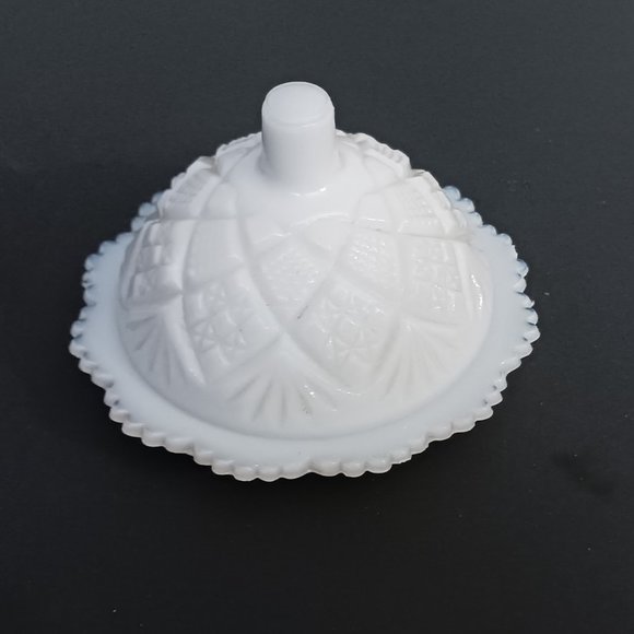 Westmoreland Thumbelina Milk Glass Child's Butter Dish Creamer Sugar Bowl Mint - Picture 4 of 6